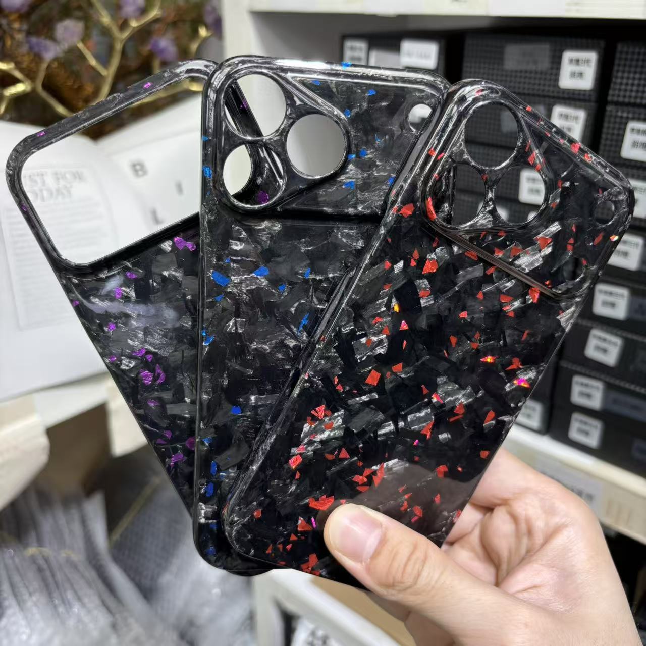17 Pro Max Carbon Fiber Phone Case With Precision Holes, Business-Style Forged Texture