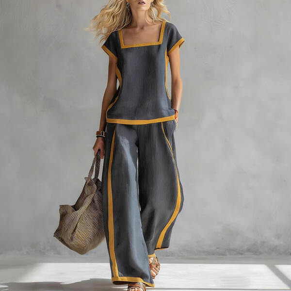 Women's Casual Square-Neck Short-Sleeve Pants Set