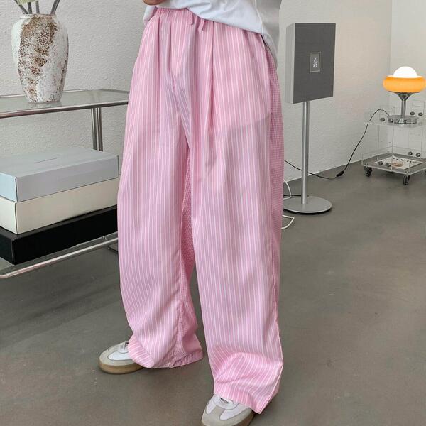 Summer Falling Ice Silk Vertical Striped Casual Pants For Men