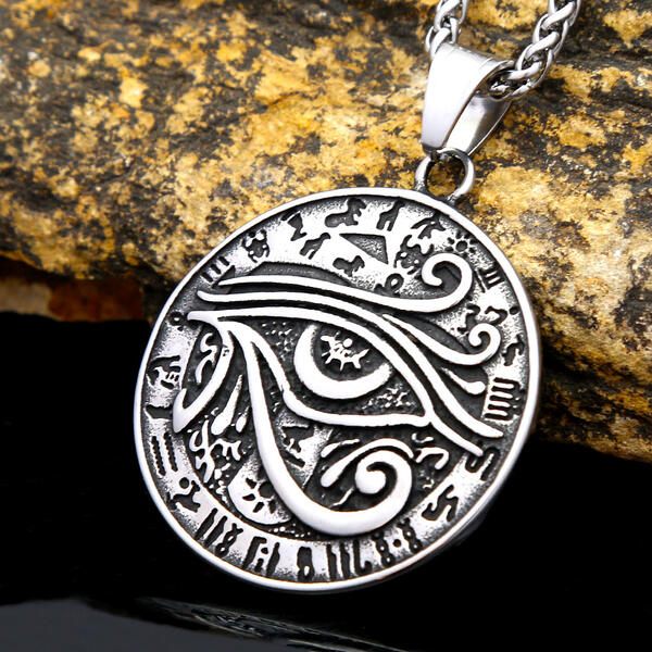 Men's Trendy Stainless Steel Round Plate Pendant Necklace